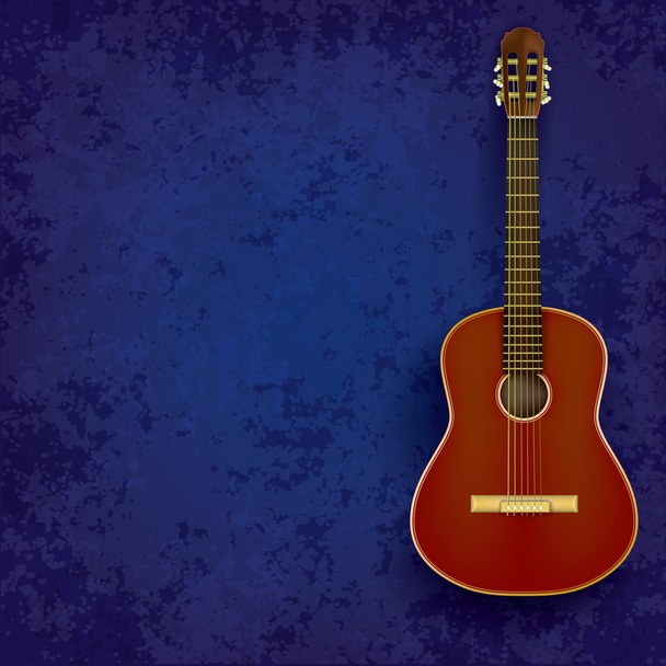 acoustic guitar on blue - Vector, Image