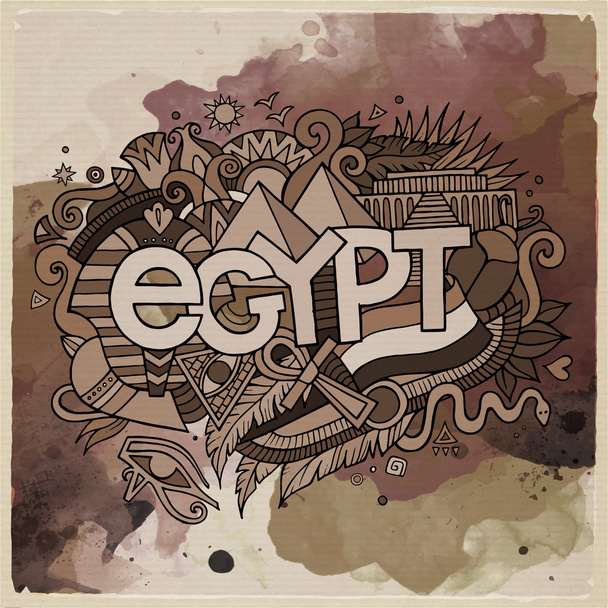 Egypt country hand lettering and doodles elements - Vetor, Imagem