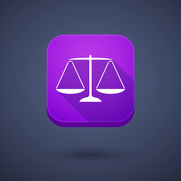 Botão App com um sinal de balança de peso justiça
 - Vetor, Imagem