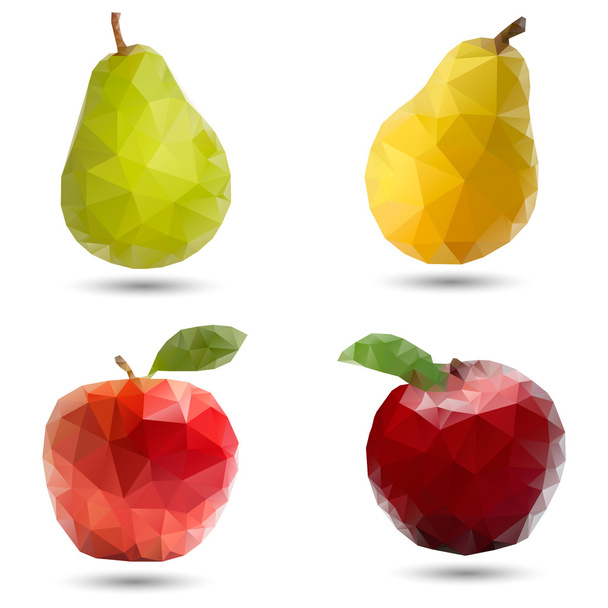 illustration with low poly fruits - Вектор,изображение