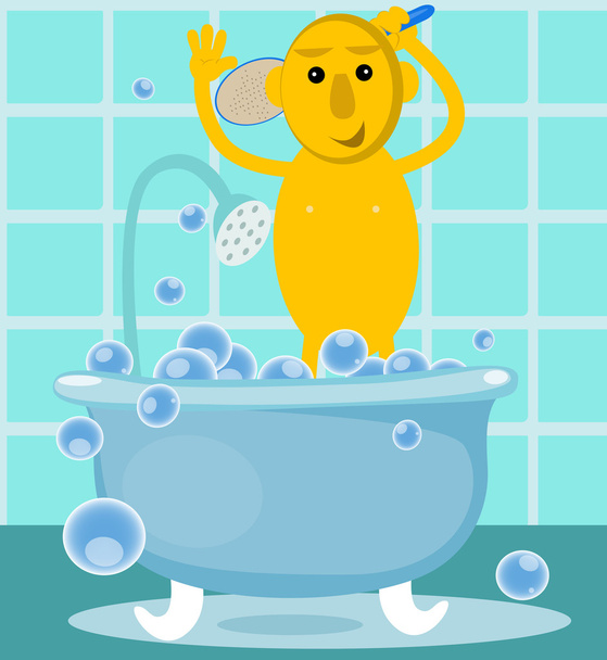 シャワーを浴びてる男 - ベクター画像