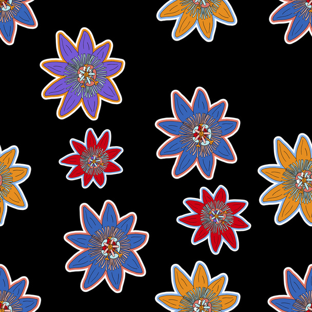 Vintage vector geometric background, floral modern seamless pattern with cute flowers - Vetor, Imagem