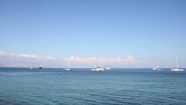 sailboats and yacht Garitsa bay Corfu Greece - Footage, Video