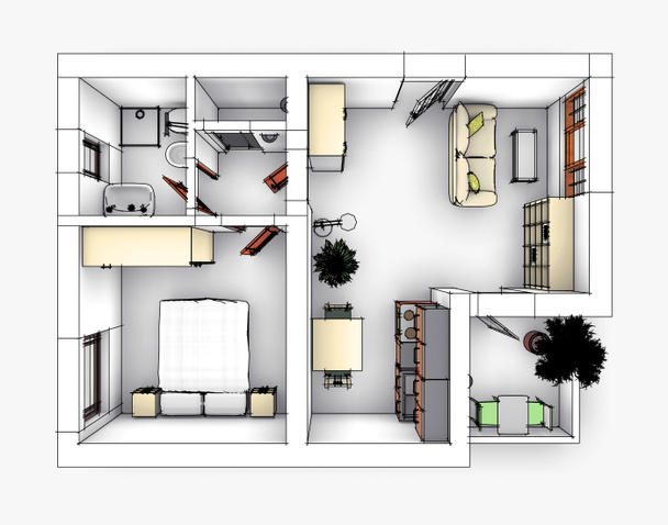 Apartment drawing - Photo, Image