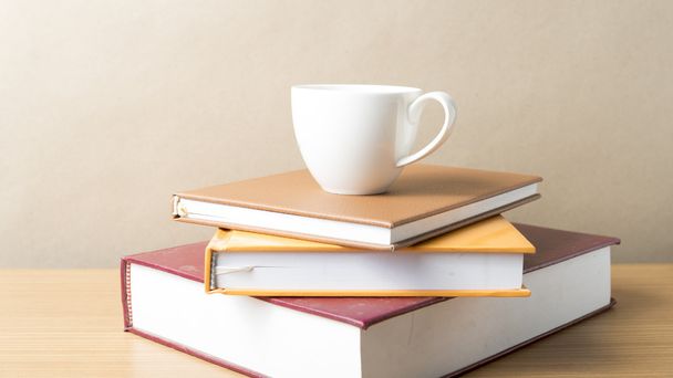 stack of book with coffee cup - Zdjęcie, obraz