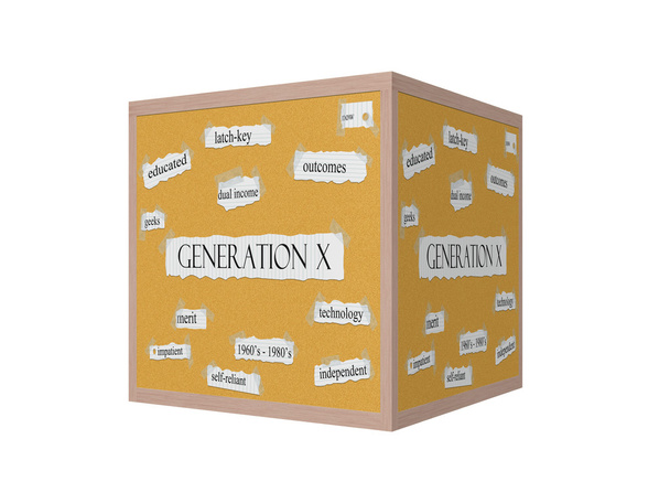 Conceito de Palavra Geração X 3D Corkboard
 - Foto, Imagem