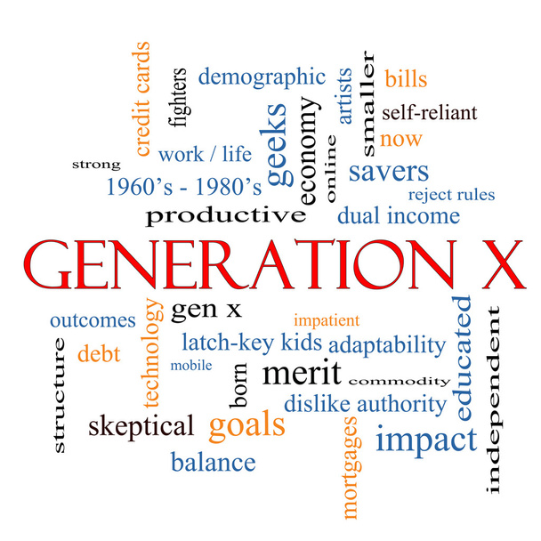 Pokolenie x słowo cloud koncepcja  - Zdjęcie, obraz