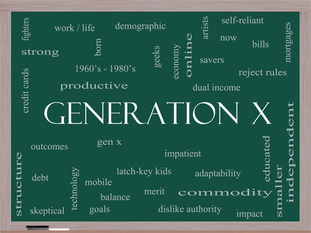 Generation X Word Cloud Concept on a Blackboard - Φωτογραφία, εικόνα