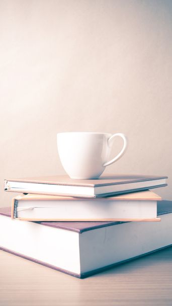 stack of book with coffee cup - Фото, зображення