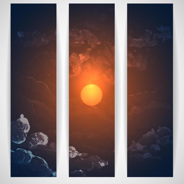 západ slunce, východ slunce, mraky - Vektor, obrázek