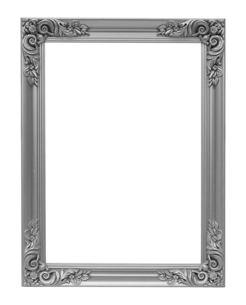Антикварная серебряная винтажная рамка роскошный изолированный белый backgroun
 - Фото, изображение
