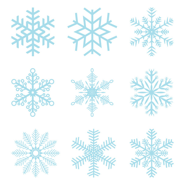 colección de diferentes copos de nieve azules
 - Vector, Imagen