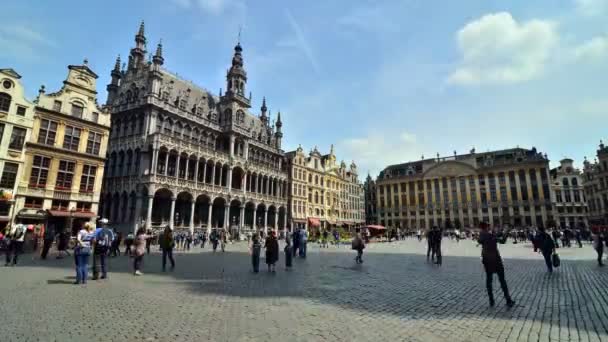Brussels, Belgium - May 13, 2015: Many tourists visiting Grand Place, the central square of Brussels. - Footage, Video