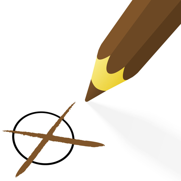 brown pencil with cross - Vector, Image