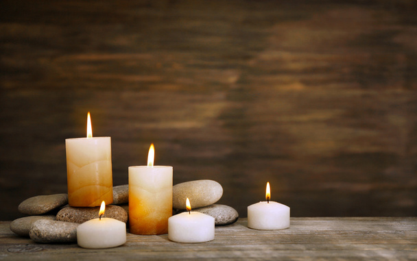 Beautiful composition with candles - Φωτογραφία, εικόνα