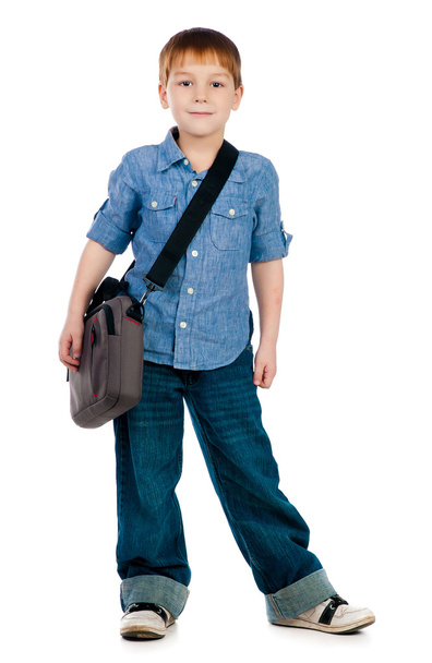 Little boy with bag - Foto, afbeelding
