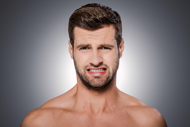 frustrated young shirtless man - Photo, image