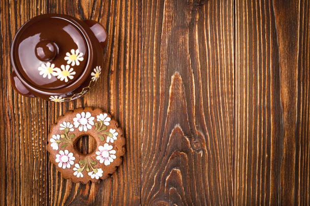 Gingerbread cookie, honey pot - Photo, image
