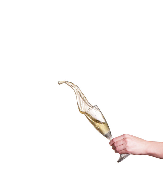 Склянка шампанського зі сплеском, ізольована на білому
 - Фото, зображення