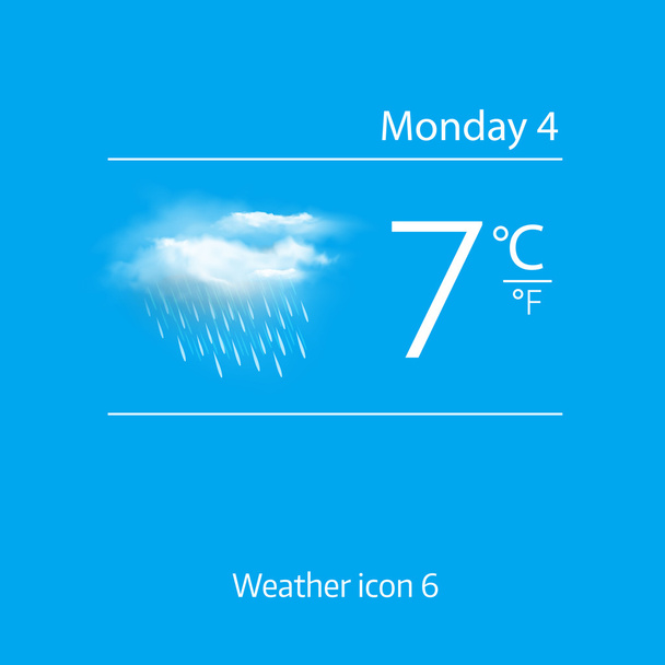 Realistic weather icon - cloud with downpour.  Vector illustration - Vektor, kép