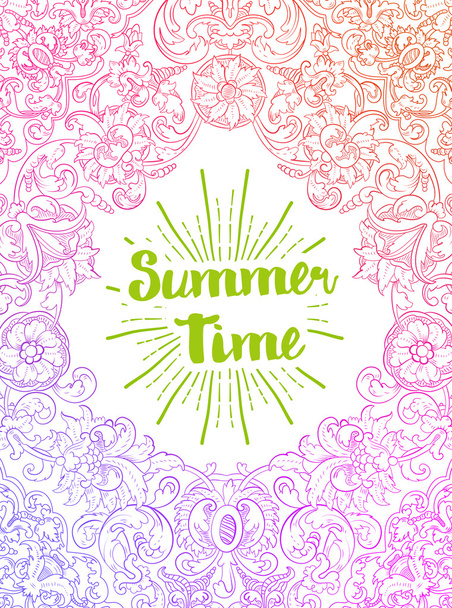 Summer Time card. Baroque style - Vektör, Görsel
