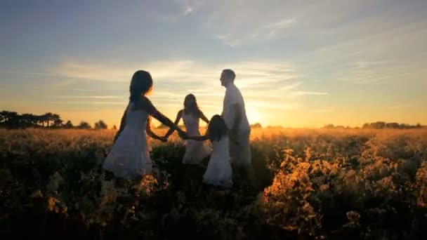 padres con hijas divirtiéndose en el prado
 - Metraje, vídeo