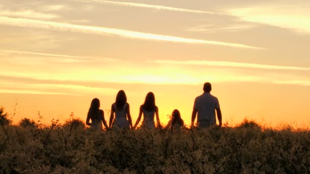 padres con hijas divirtiéndose en el prado
 - Metraje, vídeo