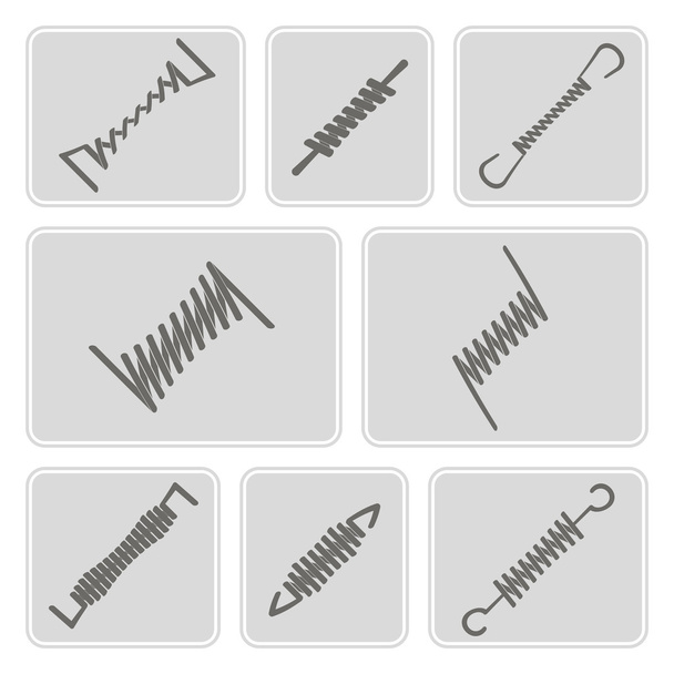 set of monochrome icons with Springs - Vector, Image