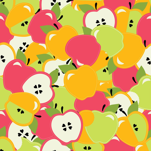 Бесшовный рисунок с яблоками. - Вектор,изображение