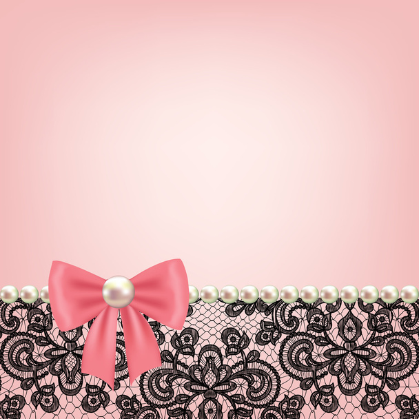 pearl frame on lace background - Vector, imagen