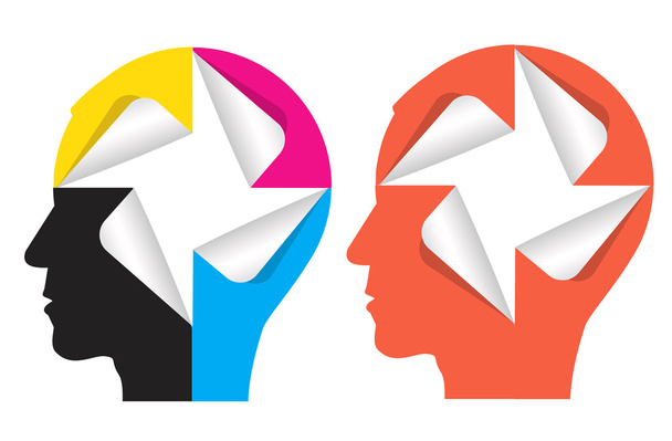 Paper human head silhouette with stickers - Vector, Image