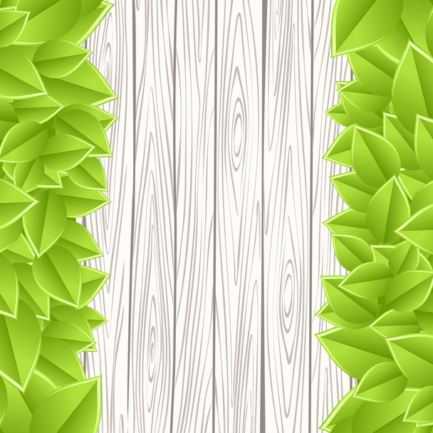 sjabloon met hout en bladeren - Vector, afbeelding