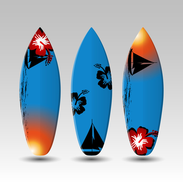 Surfboards Design Template with Flowery Pattern - Vektor, kép