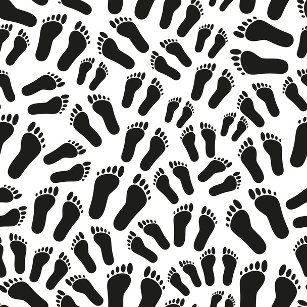 human footprints black and white seamless pattern eps10 - Vector, Image