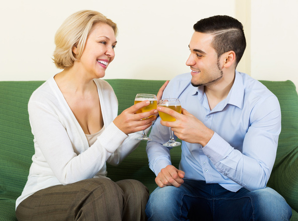 woman with  guy drinking wine - Фото, зображення