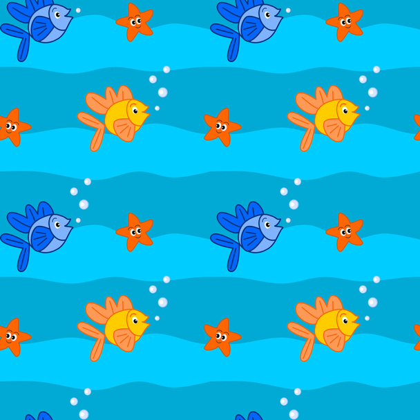 милая мультяшная рыба красочный бесшовный векторный узор
 - Вектор,изображение