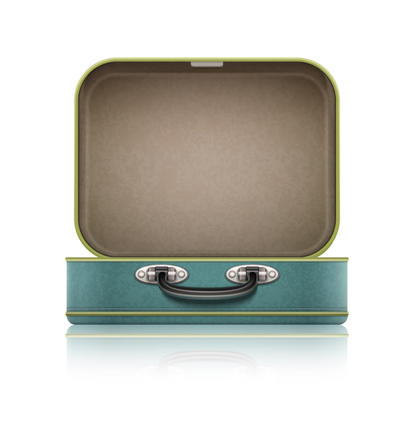 Open old retro vintage suitcase for travel - Vector, Image