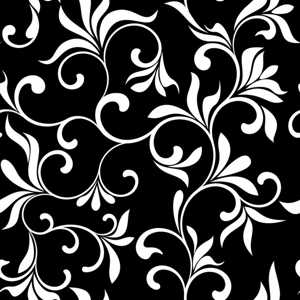 Seamless pattern with white flowers on a black background - Foto, immagini