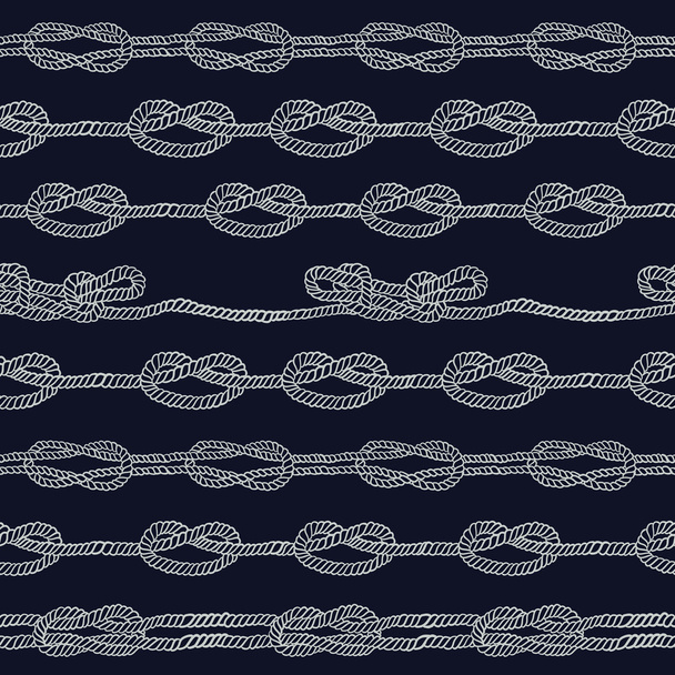 Navy rope and marine knots striped seamless pattern. Vintage vector illustration collection - Vector, Image