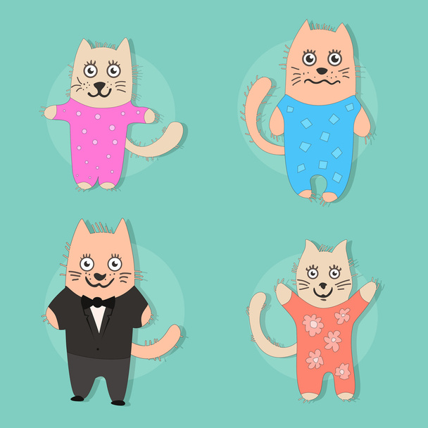 Conjunto de gatinhos engraçados. ilustrações planas
 - Vetor, Imagem