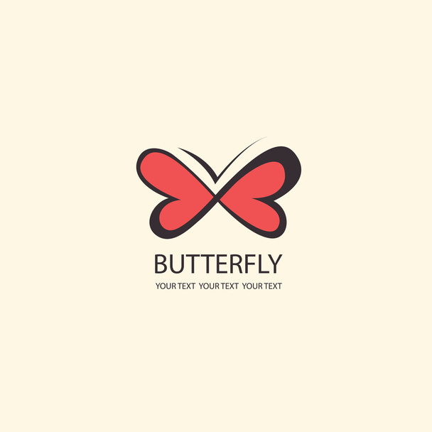 Sweet Butterfly. wings in the shape of hearts. Vector icons patt - Vector, Image