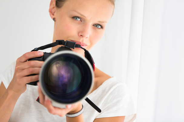 female photographer with digital camera - Photo, Image