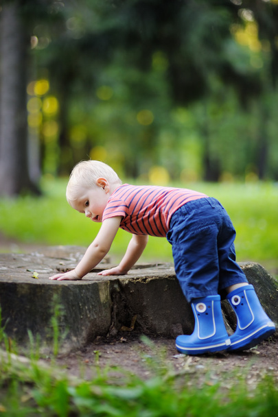 Toddler playing outdoors - Foto, afbeelding