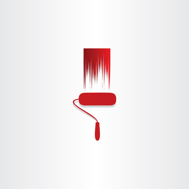 icono abstracto rodillo de pintura roja
 - Vector, imagen