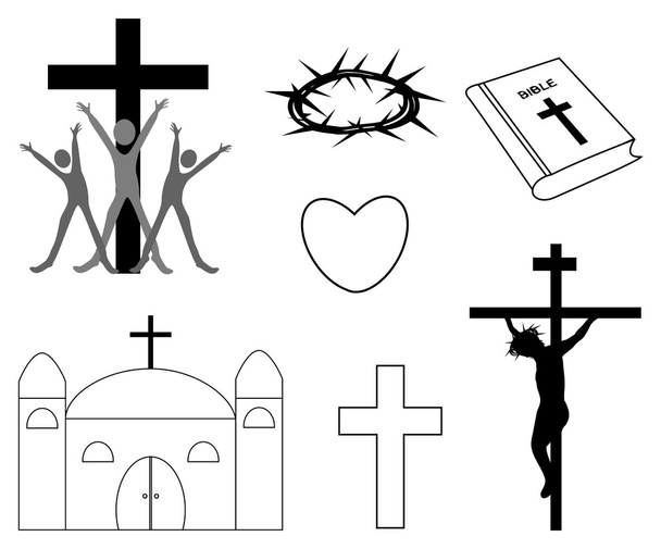 Christian hand-drawn symbols illustration - Vector, Image
