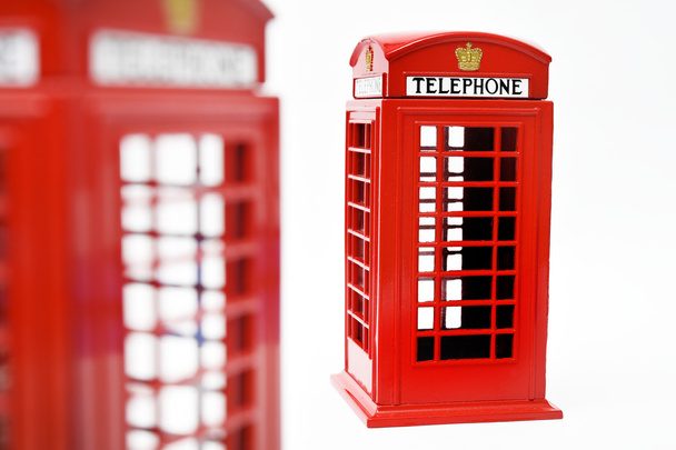 Red phone booth isolated on white background - Φωτογραφία, εικόνα