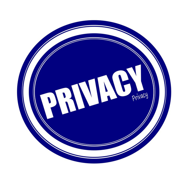 Text na bílé razítka soukromí na modré - Fotografie, Obrázek