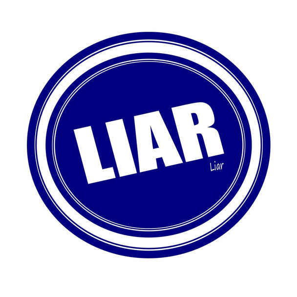 Текст белой марки LIAR на синем фоне
 - Фото, изображение