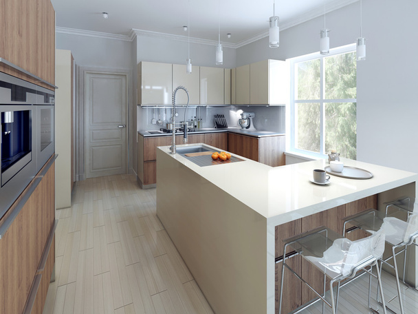design de cozinha moderna espaçosa
 - Foto, Imagem