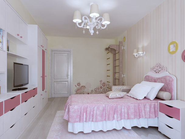 Camera da letto con pareti interne svedesi
 - Foto, immagini